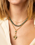 10K Bezel-Set Emerald "Station" Swivel Charm Connector - Peridot Fine Jewelry - Zahava