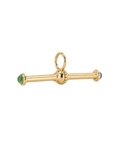 10K Classic "Equilibrium" T-Bar Pendant with Cabochon Emerald & Sapphire - Peridot Fine Jewelry - Zahava
