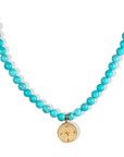 10K Compass Pendant on Turquoise Beaded Necklace - Peridot Fine Jewelry - Zahava