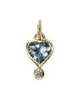 10K Gold Aquamarine "Byrdie" Heart Pendant with Diamond Detail - Peridot Fine Jewelry - Zahava