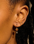 10K Gold Bezel - Set Citrine "Byrdie" Heart Earrings with Diamond Details - Peridot Fine Jewelry - Zahava