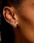 10K Gold Blue Sapphire Starburst Hoop Earrings - Peridot Fine Jewelry - Zahava