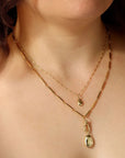 10K Gold Large "Carob Bean" Pendant with Star - Set Diamonds - Peridot Fine Jewelry - Zahava