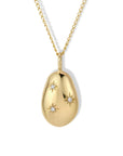 10K Gold Large "Carob Bean" Pendant with Star - Set Diamonds - Peridot Fine Jewelry - Zahava