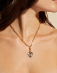 10k Gold Large Textured Heart Pendant with Blue Sapphire - Peridot Fine Jewelry - Zahava