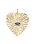 10k Gold Large Textured Heart Pendant with Blue Sapphire - Peridot Fine Jewelry - Zahava