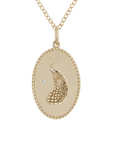 10K Gold Medium "Peacock" Necklace with Diamond Detail - Peridot Fine Jewelry - Zahava