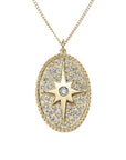 10K Gold Medium "Star" Pendant with Scattered Pave Diamond Inlay - Peridot Fine Jewelry - Zahava