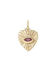 10K Gold Mini Textured Heart Pendant with Pink Tourmaline - Peridot Fine Jewelry - Zahava