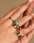10K Gold Spinning Amazonite "Star" Ring with Diamond - Peridot Fine Jewelry - Zahava