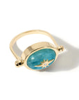 10K Gold Spinning Amazonite "Star" Ring with Diamond - Peridot Fine Jewelry - Zahava
