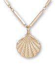10K "Ischia" Seashell Pendant with Milgrain Details - Peridot Fine Jewelry - Zahava