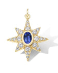 10K Large Starburst Pave Diamond Pendant with Blue Sapphire Center - Peridot Fine Jewelry - Zahava