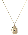 10K "Lola" Square Locket with Sapphire & Starburst Engraving - Peridot Fine Jewelry - Zahava