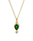 10K Pear - Shaped Emerald "Paloma" Charm with Diamond Accent - Peridot Fine Jewelry - Zahava