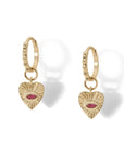 10K Gold "Heart" Pink Tourmaline Earring Charms - CHARMS ONLY