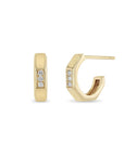 14 Karat Gold Octagon Hoop Earrings Featuring Pave Diamond C... - Peridot Fine Jewelry - Zoe Chicco