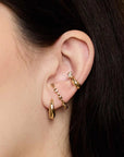 14 Karat Yellow Gold Curved Hollow Tapered Hinged Click Hoop Earrings - Peridot Fine Jewelry - Zoe Chicco