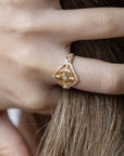 14 Karat Yellow Gold "Dream Maker" Marquise Diamond Plate Ring - Peridot Fine Jewelry - Celine Daoust