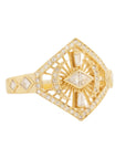 14 Karat Yellow Gold "Dream Maker" Marquise Diamond Plate Ring - Peridot Fine Jewelry - Celine Daoust