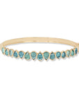 14K "Articulated" Multi Blue - Green Tourmaline Hinged Bangle Bracelet - Peridot Fine Jewelry - Celine Daoust