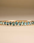 14K "Articulated" Multi Blue - Green Tourmaline Hinged Bangle Bracelet - Peridot Fine Jewelry - Celine Daoust