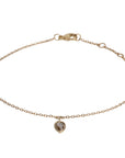 14K Bezel - Set Heart - Shaped Rosecut Grey Diamond Charm Bracelet - Peridot Fine Jewelry - Celine Daoust
