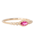 14K Bezel - Set Marquise Ruby Ring with Diamond Details - Peridot Fine Jewelry - Celine Daoust