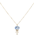 14K & Blue Sapphire "Jellyfish" Necklace with Bezel-Set Diamond Dangles - Peridot Fine Jewelry - Celine Daoust