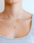 14K & Blue Sapphire "Jellyfish" Necklace with Bezel-Set Diamond Dangles - Peridot Fine Jewelry - Celine Daoust