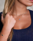14K & Blue Sapphire "Jellyfish" Necklace with Bezel-Set Diamond Dangles - Peridot Fine Jewelry - Celine Daoust