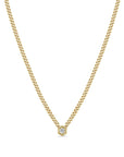 14K Curb Chain Neclace with Hexagonal Diamond Centerpiece - Peridot Fine Jewelry - Zoe Chicco