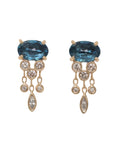 14K & Deep Blue Tourmaline "Jellyfish" Earrings with Diamond Details - Peridot Fine Jewelry - Celine Daoust