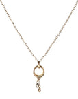 14K Double Open Circle Drop Necklace with Diamond Briolette Bead & Diamond Nugget - Peridot Fine Jewelry - Sarah Macfadden