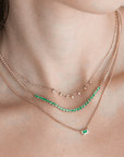 14K Extra Small Box Chain Necklace with Horizontal Bezel-Set Emerald Pendant - Peridot Fine Jewelry - Zoe Chicco
