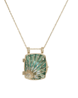 14K & Fluorite "Sun & Diamonds" Locket Necklace - Peridot Fine Jewelry - Celine Daoust