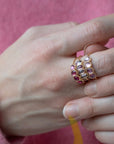 14K Four Bezel - Set Ombre Pink Spinel Ring - Peridot Fine Jewelry - Celine Daoust