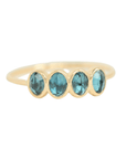 14K Four Bezel-Set Oval Green Tourmaline Ring - Peridot Fine Jewelry - Celine Daoust