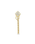 14K Front - to - Back Extra Small Box Chain Earring with Diamond Quad - Peridot Fine Jewelry - Zoe Chicco