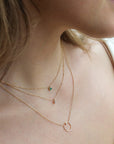 14K Gold Bar Chain Necklace with Prong - Set Diamond Drop - Peridot Fine Jewelry - Zoe Chicco
