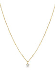 14K Gold Bar Chain Necklace with Prong - Set Diamond Drop - Peridot Fine Jewelry - Zoe Chicco