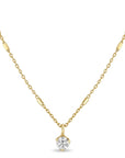 14K Gold Bar Chain Necklace with Prong - Set Diamond Drop - Peridot Fine Jewelry - Zoe Chicco