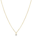 14K Gold Bar Chain Necklace with Prong - Set Diamond Drop - Peridot Fine Jewelry - Zoe Chicco