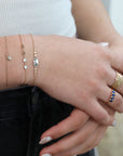 14K Gold Bezel - Set Irregular Grey Diamond Slice Bracelet with Heart - Shaped Link Details - Peridot Fine Jewelry - Celine Daoust
