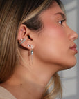 14K Gold Front-to-Back Chain Earrings with Rosecut Green Tourmalines - Peridot Fine Jewelry - Celine Daoust