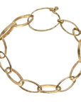 14K Gold "Grace" Bracelet with Hammered Oval Links - Peridot Fine Jewelry - Sarah Macfadden