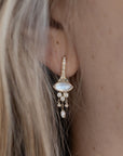 14K Gold Marquise Moonstone and Diamond "Fringe" Earrings - Peridot Fine Jewelry - Celine Daoust