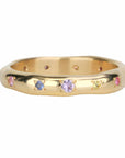 14K Gold Medium "Melt" Band with 12 Multicolored Sapphires - Peridot Fine Jewelry - Johanna Brierley