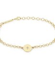 14K Gold Medium Rolo Chain Bracelet with Small Star - Set Diamond Disc - Peridot Fine Jewelry - Zoe Chicco