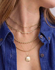 14K Gold Mixed Medium Paperclip and Rolo Chain Necklace wIth Center Diamond - Peridot Fine Jewelry - Zoe Chicco